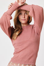 Ml Puff Round Neck Sweater - Terracota