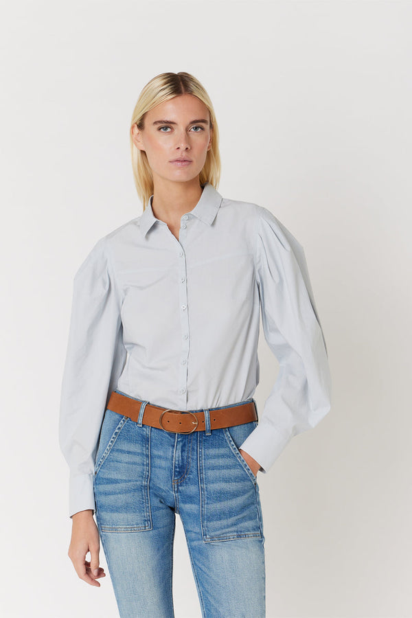 Berenice - Chemise Unie Decoupes Ml - Lightblue