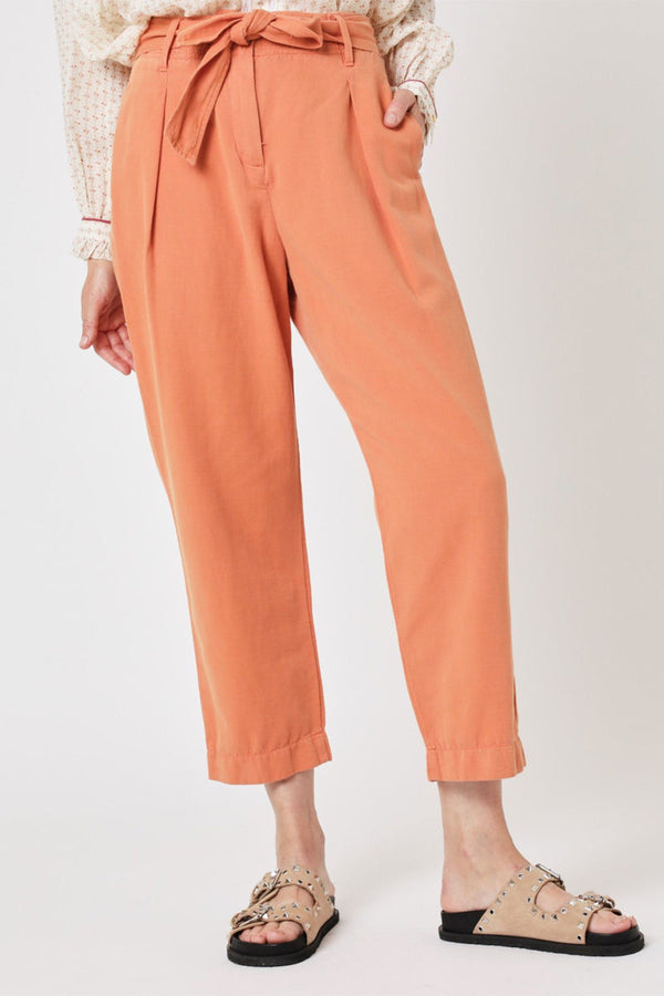 Berenice - Pantalon Casual Uni Ceinture - Caramel