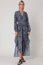 Berenice - Robe Longue Imprimé Smock Taille - Santorini