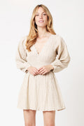 Berenice - Robe Courte Unie Brodee - Beige