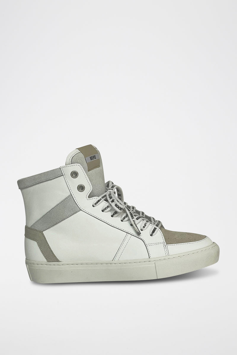 Baskets Montantes En Cuir - Blanc