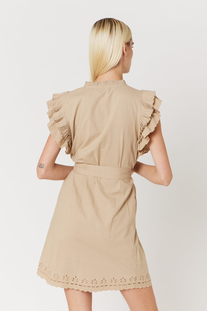 Short Plain Dress - Beige