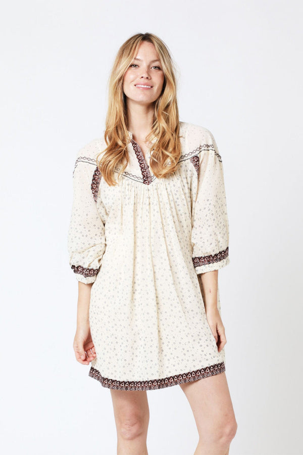 Berenice - Robe Courte Oversize Imprimé - Beige