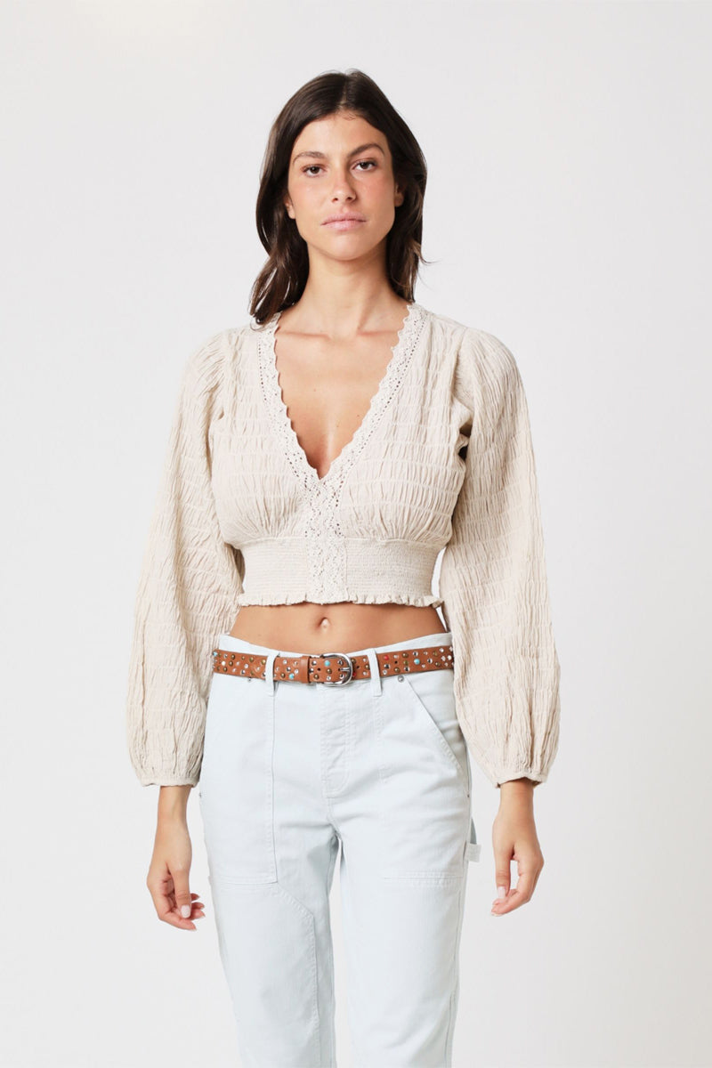 Crop Top Uni Brode - Beige