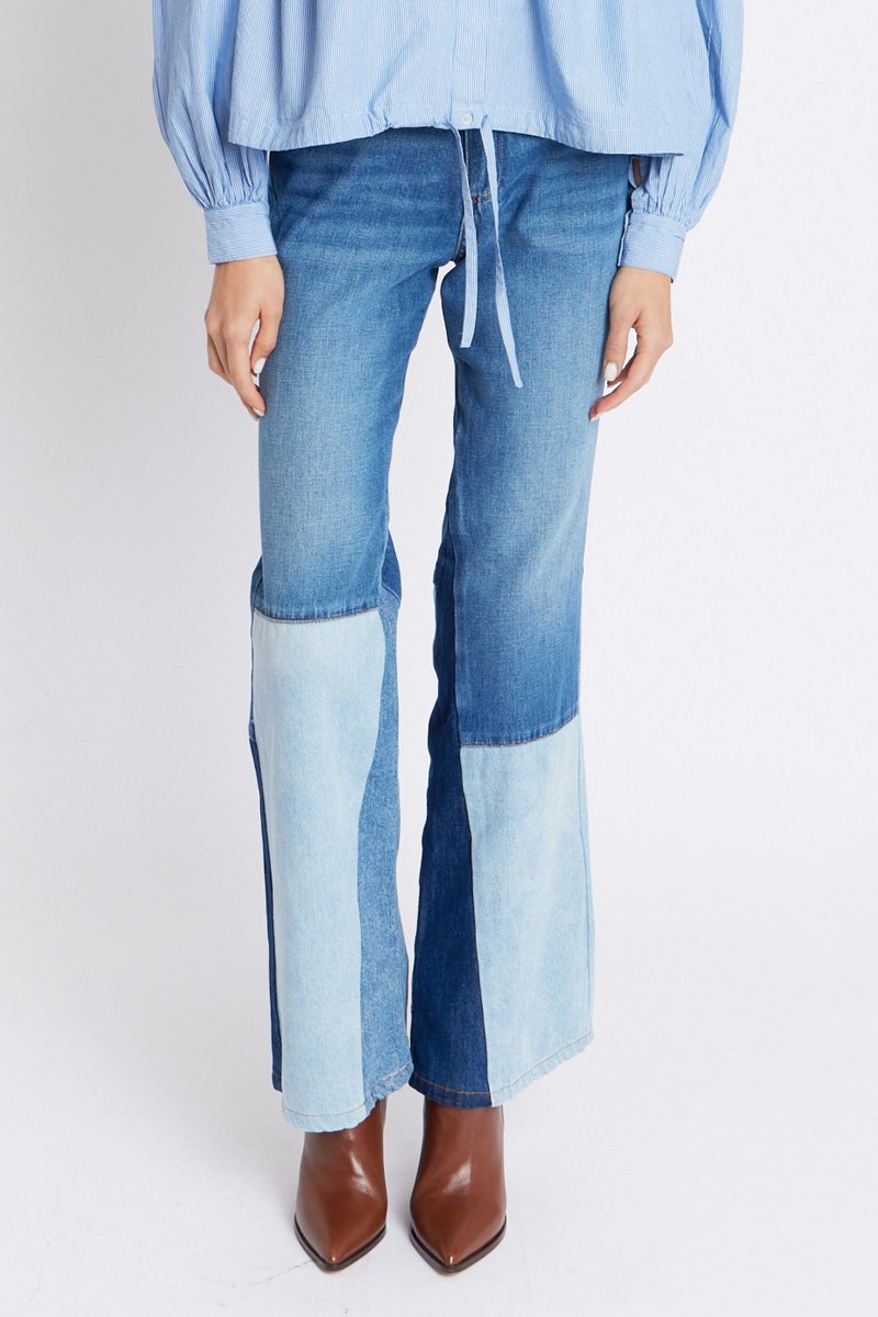 Berenice - Flare Patchwork Jeans - Blue
