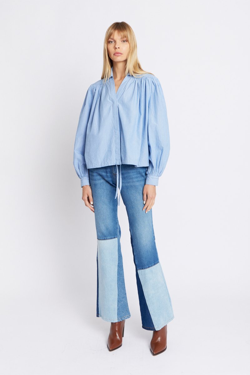 Berenice - Flare Patchwork Jeans - Blue