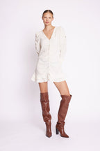 Berenice - Short Gathered Dress - Beige
