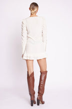 Berenice - Short Gathered Dress - Beige