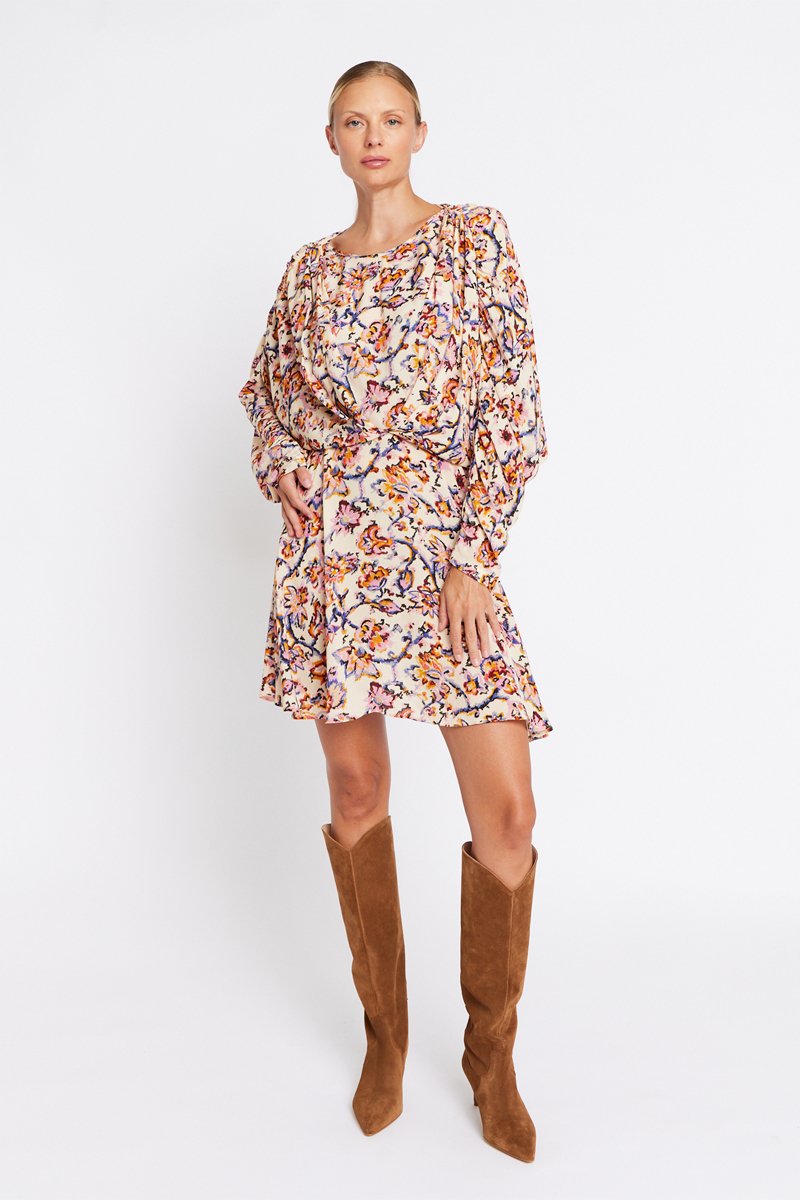 Berenice - Robe Manches Chauves-Souris - Print Frida