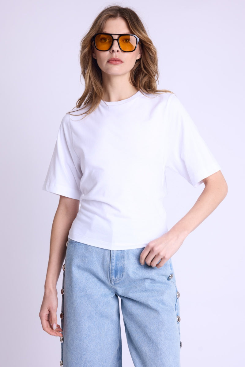 T-Shirt Mc Col Rd Noeud Dos - White