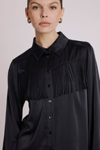 Berenice - Chest Fringe Shirt - Black