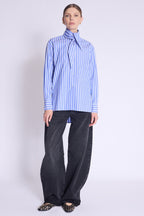 Berenice - Chemise Rayee Col Amovible - Blue