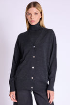 Oversized V-Neck Cardigan - Dark
