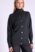 Oversized V-Neck Cardigan - Dark