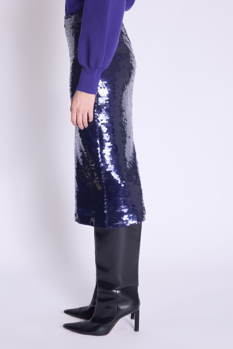 Long Sequin Skirt - Purple