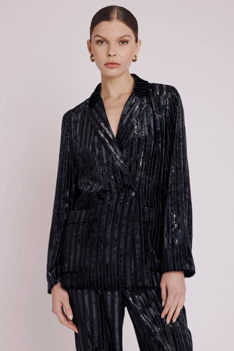Berenice - Straight Jacket with Pocket - Stripeburnoutblack