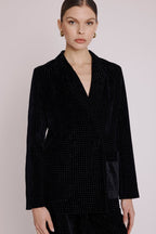 Straight Pocket Printed Blazer - Squareburnoutblack