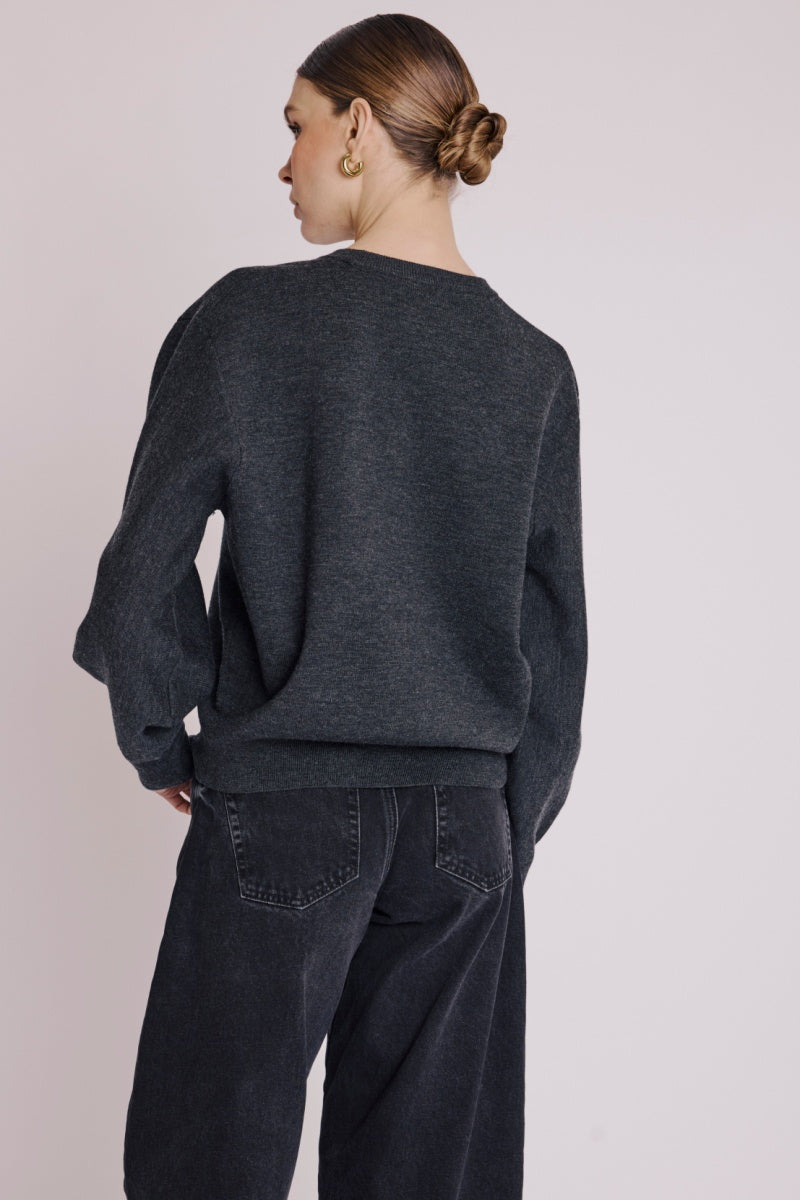 Berenice - Pull Col Rond Ml - Mediumgrey
