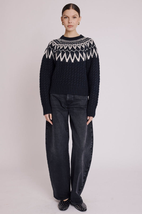 Berenice - Round Neck Long Sleeve Jacquard Jumper - Blackforest