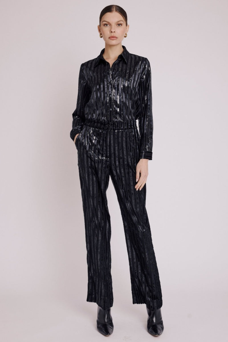 Printed Straight Trousers - Black