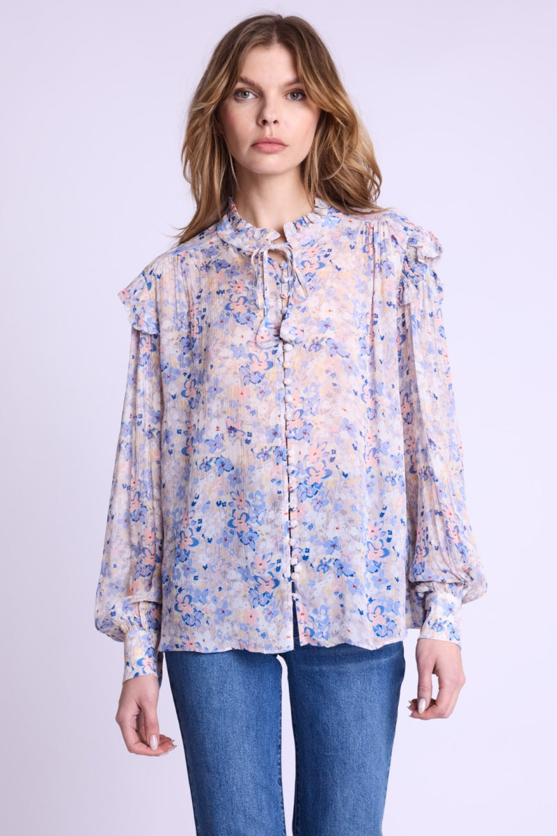 Berenice - Shirt with Shoulder Frill - Gardenprint