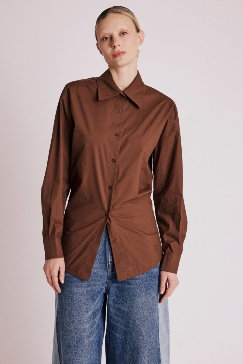 Berenice - Chemise Ceintree Unie - Brown