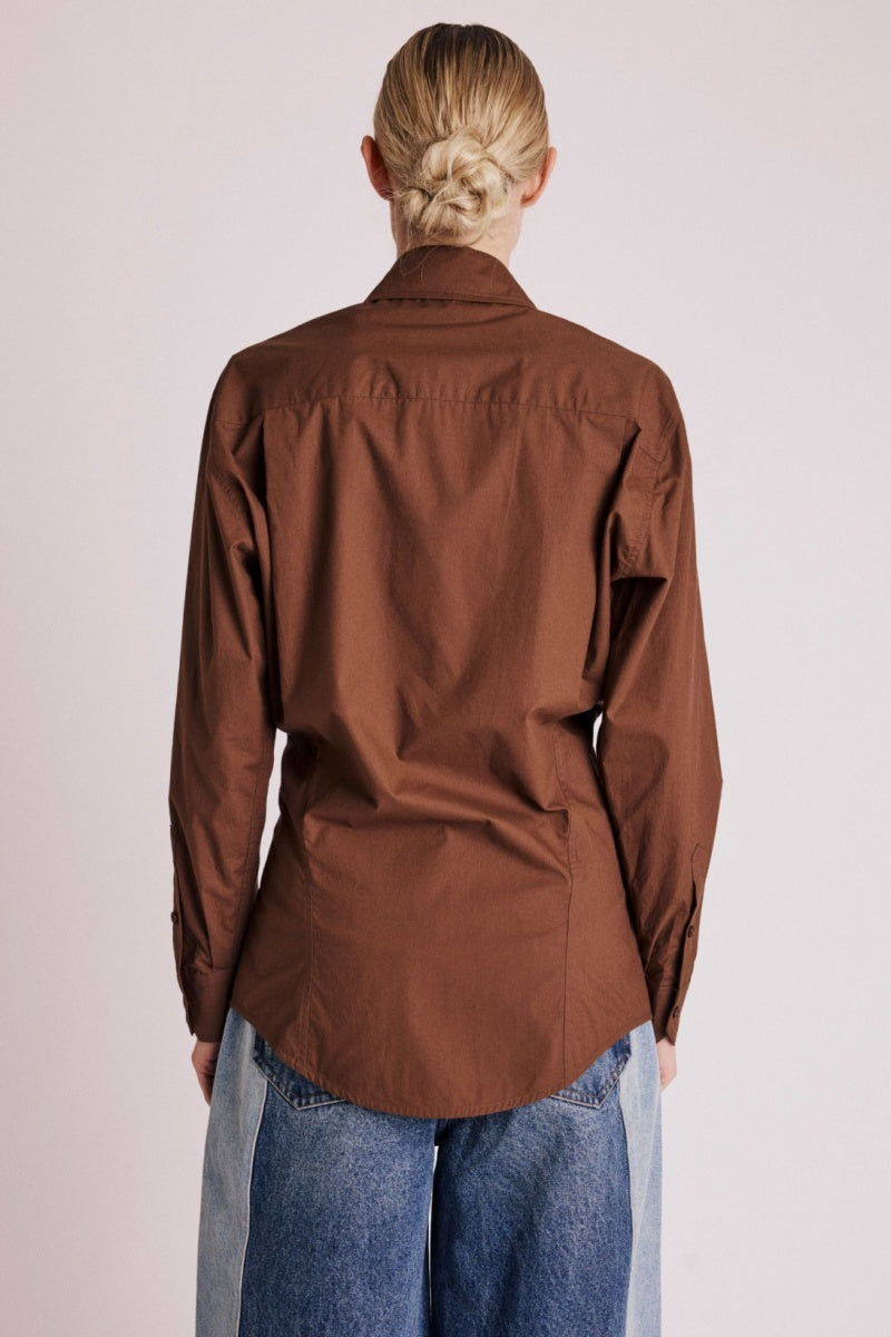 Berenice - Chemise Ceintree Unie - Brown