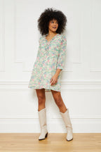 Rita Skater Dress - Beige and Green