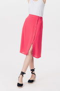 Jojoba High-Waist Midi Skirt - Red