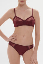 Ève Non-Wired Triangle Bra - Dark Red