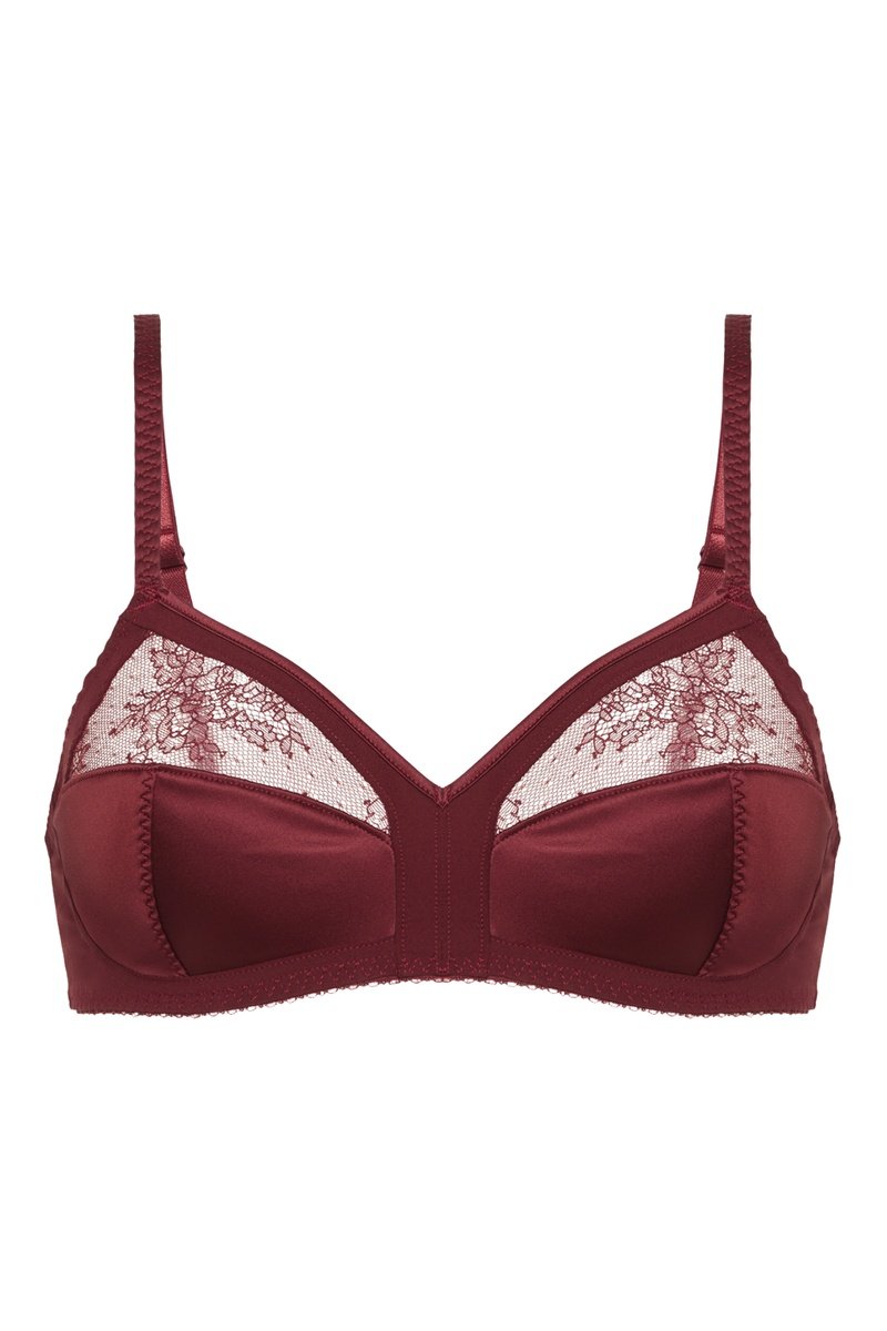 Ève Non-Wired Triangle Bra - Dark Red