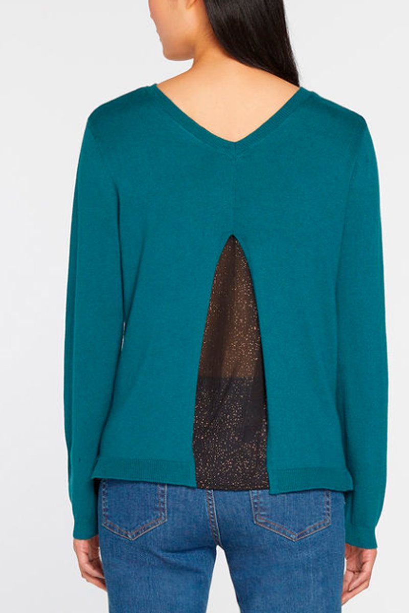Pull Trompe L'Œil - Bleu Canard