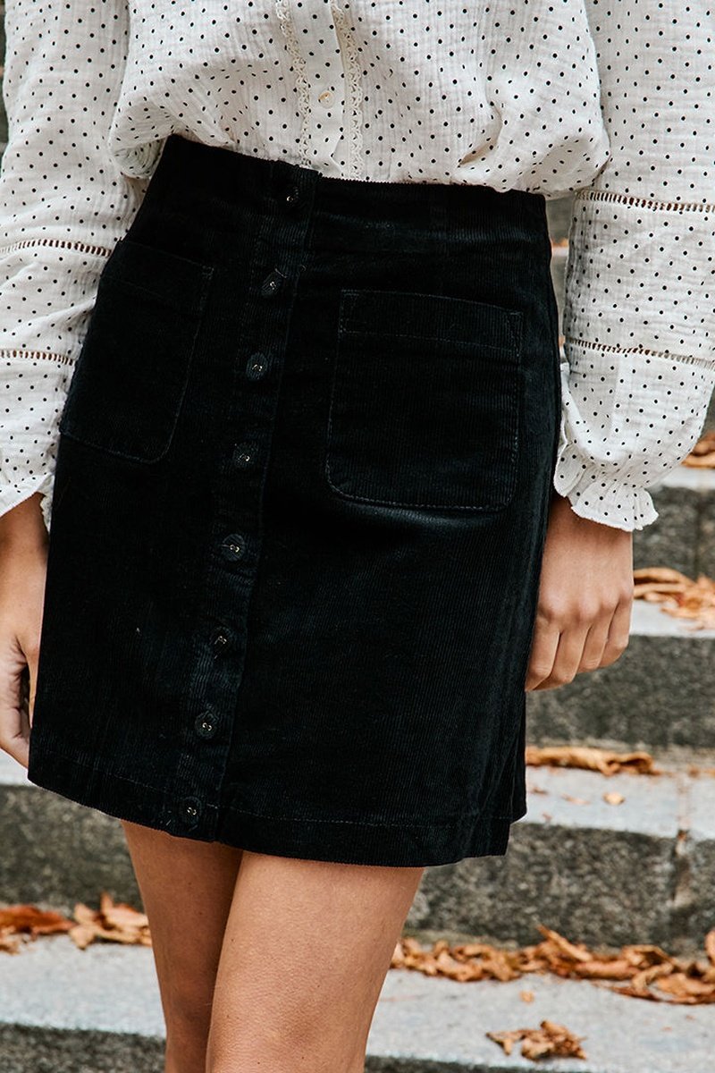 Minifalda Jeanna de Terciopelo - Negro