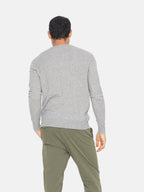 Aigliêre Jersey con cuello redondo gris jaspeado, jersey, 100% cachemira, 2 hilos - Hombre