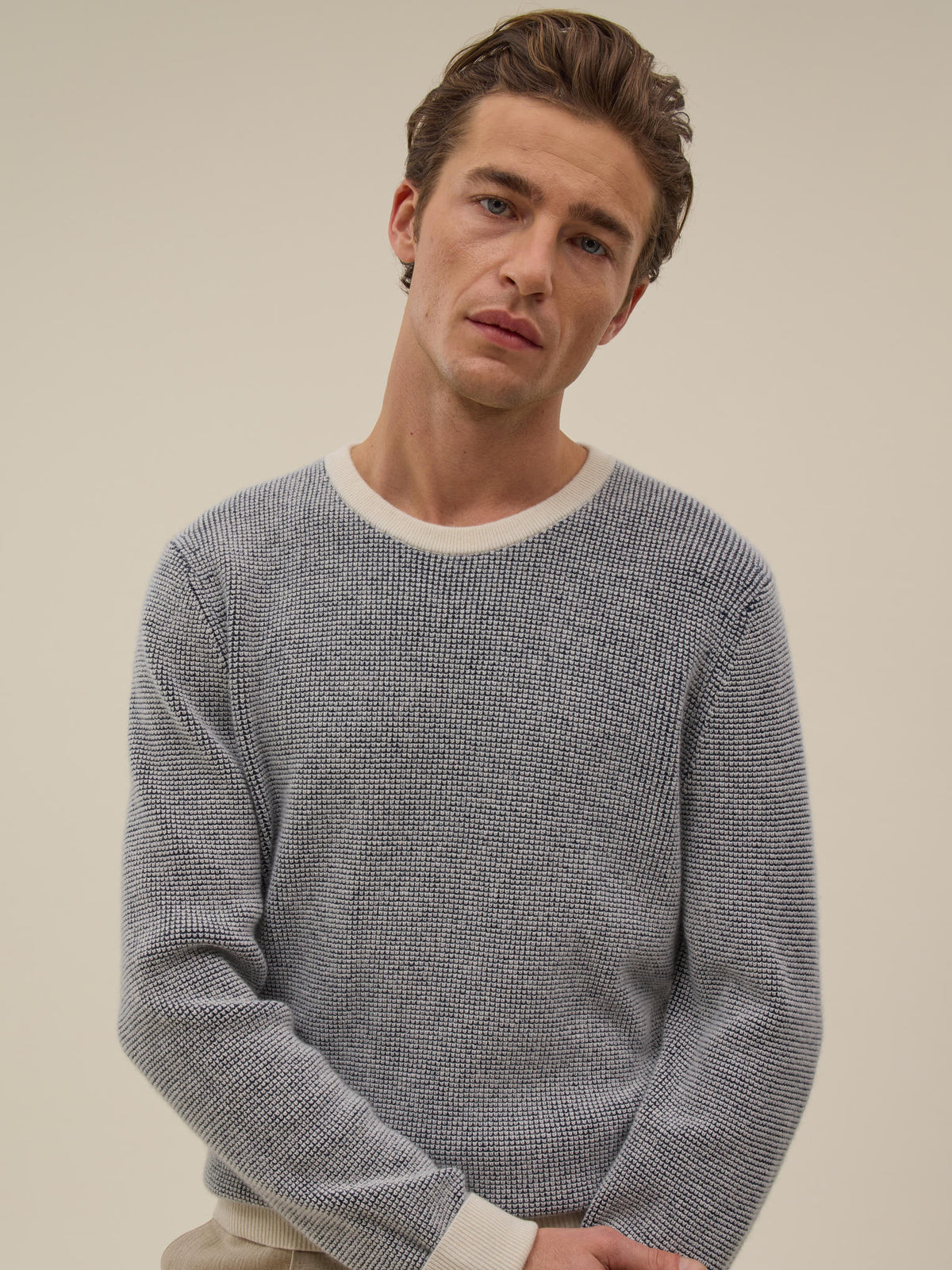 Holger Jumper - White & Navy - Men