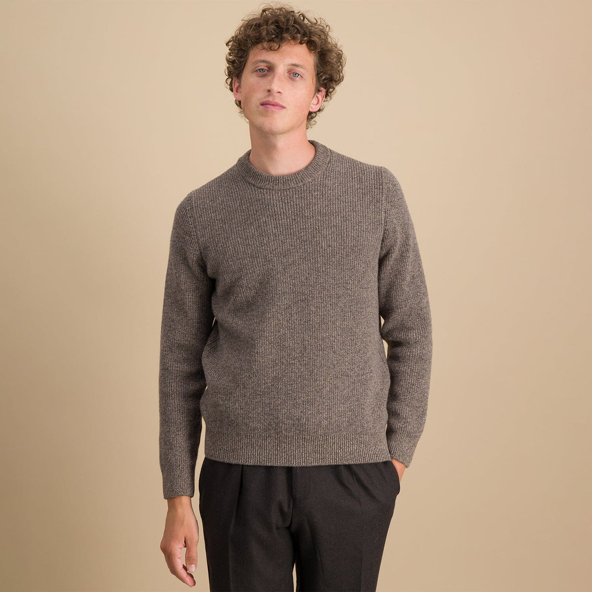 Pull En Laine Mérinos À Côtes Anglaises Châtaigne