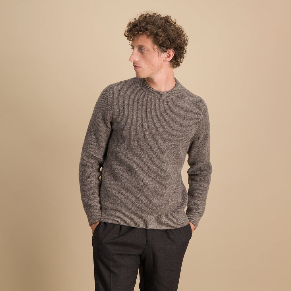 Pull En Laine Mérinos À Côtes Anglaises Châtaigne