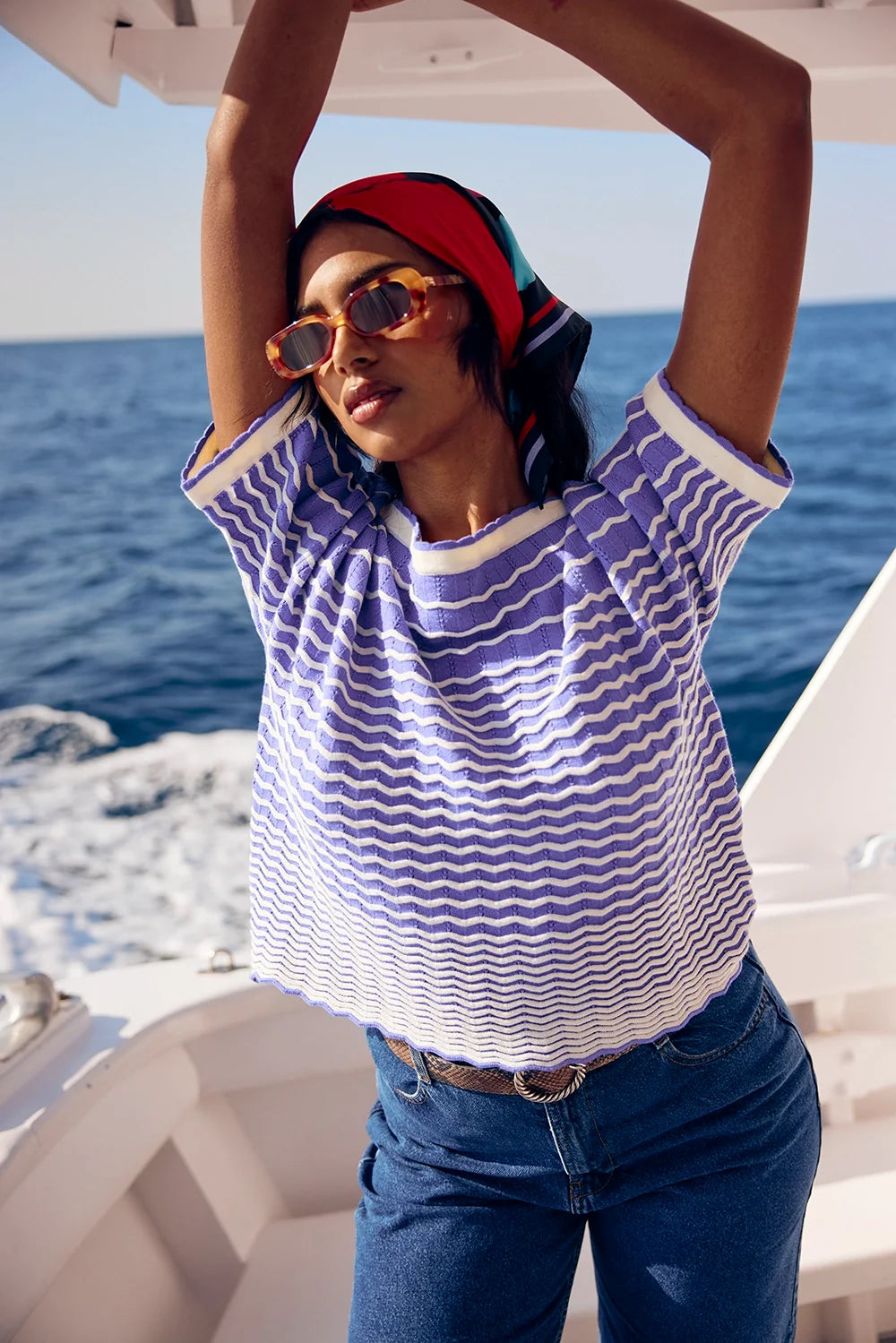 PULL ABDOU LILAS ET ECRU