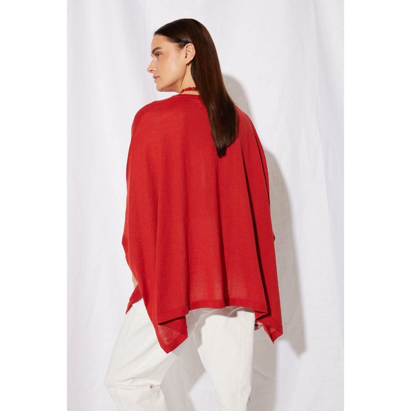 Pull Poncho Recyclé Mahala - Brique - Femme