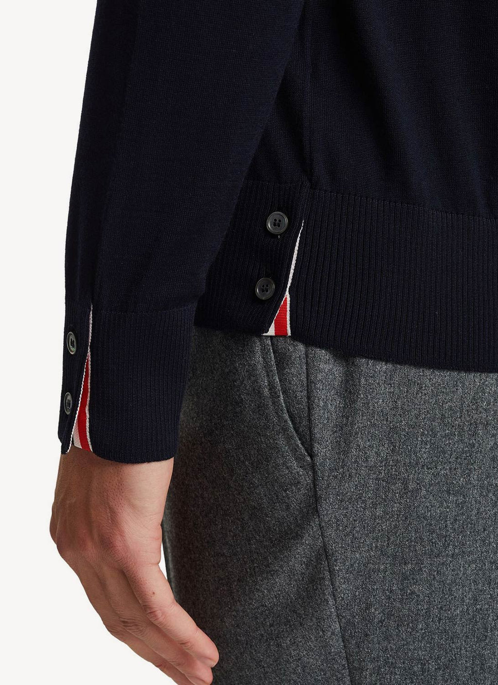 Thom Browne - Pullover 4-Bar En Merino Fine - Navy - Homme