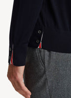Thom Browne - Pullover 4-Bar En Merino Fine - Navy - Homme
