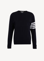 Thom Browne - Pullover 4-Bar En Merino Fine - Navy - Homme
