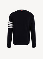 Thom Browne - Pullover 4-Bar En Merino Fine - Navy - Homme