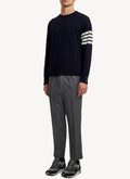 Thom Browne - Pullover 4-Bar En Merino Fine - Navy - Homme