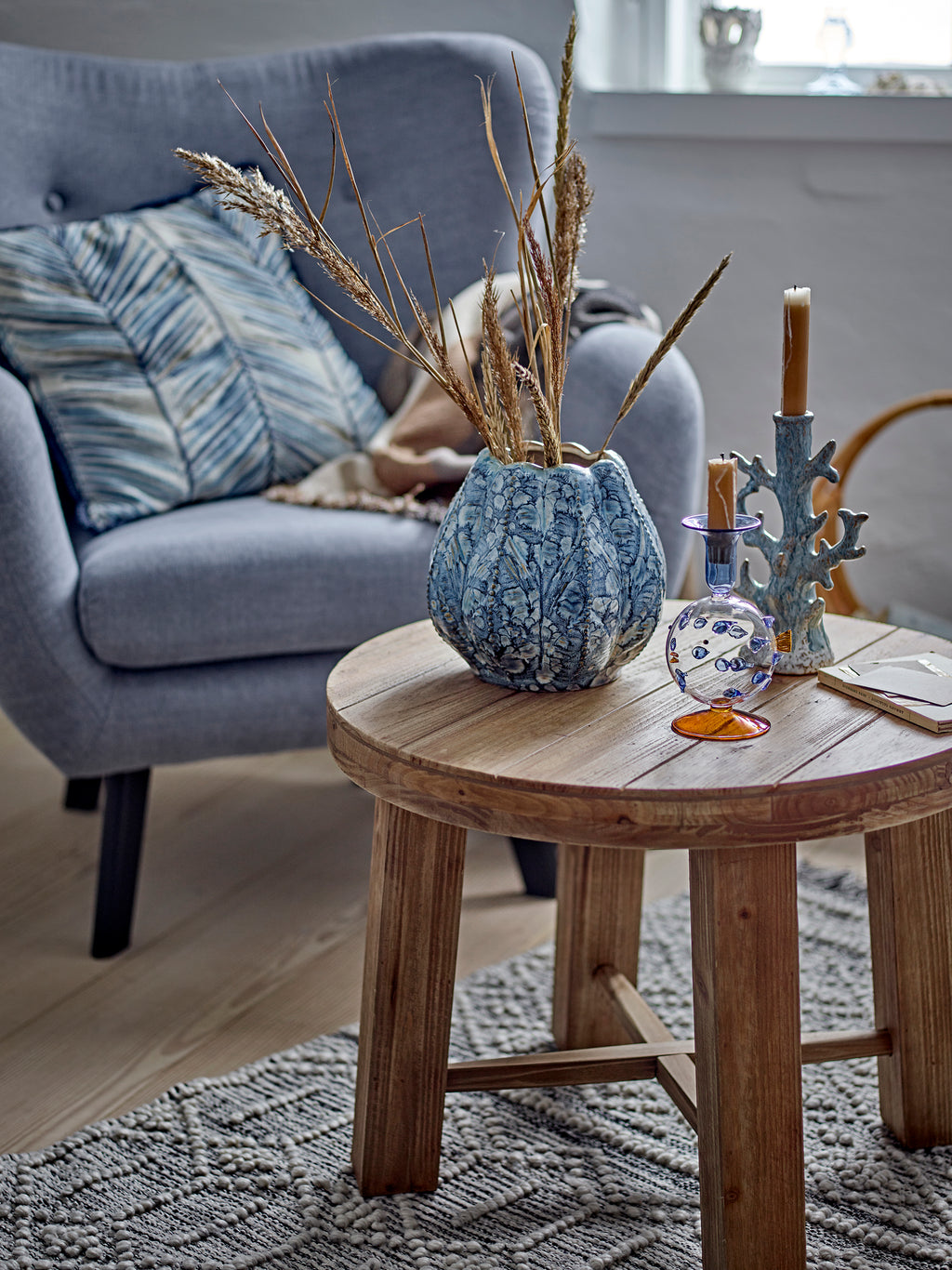 Phila - Candleholder - Blue - Glass