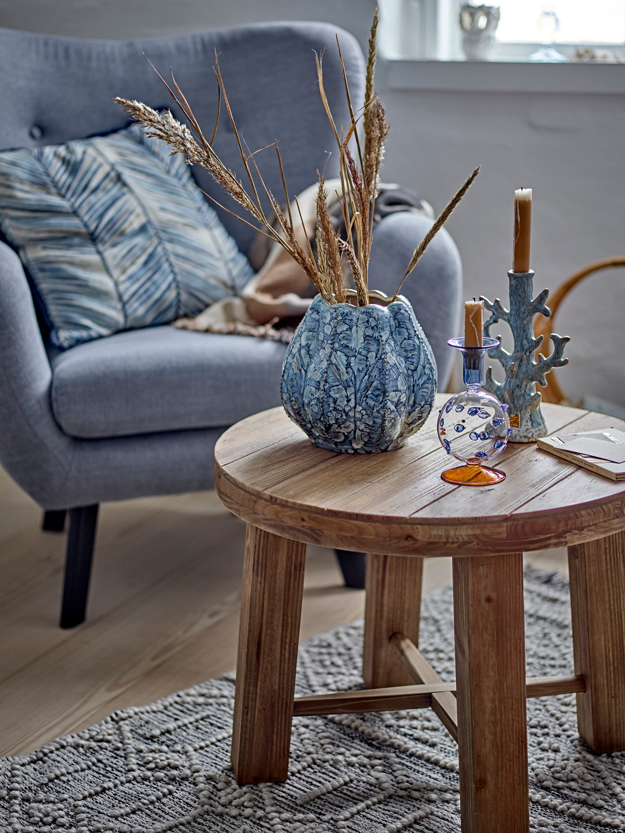 Phila - Candleholder - Blue - Glass