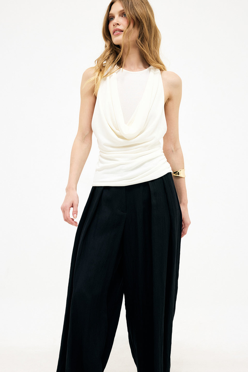 Top de punto racerback - Crema