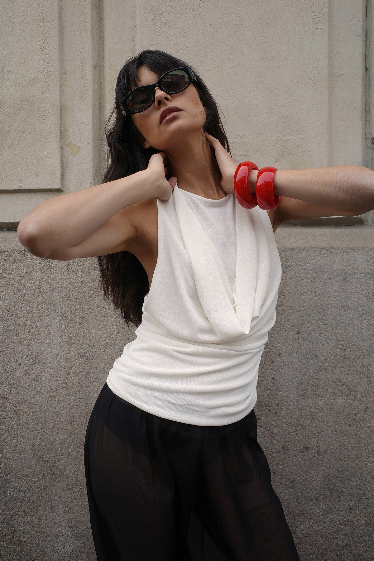 Top de punto racerback - Crema