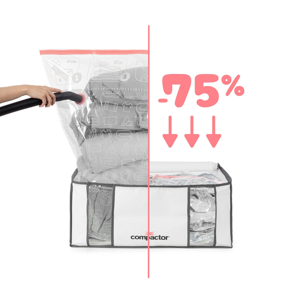 Lot 3 Housses De Rangement Sous Vide M-L-Xxl